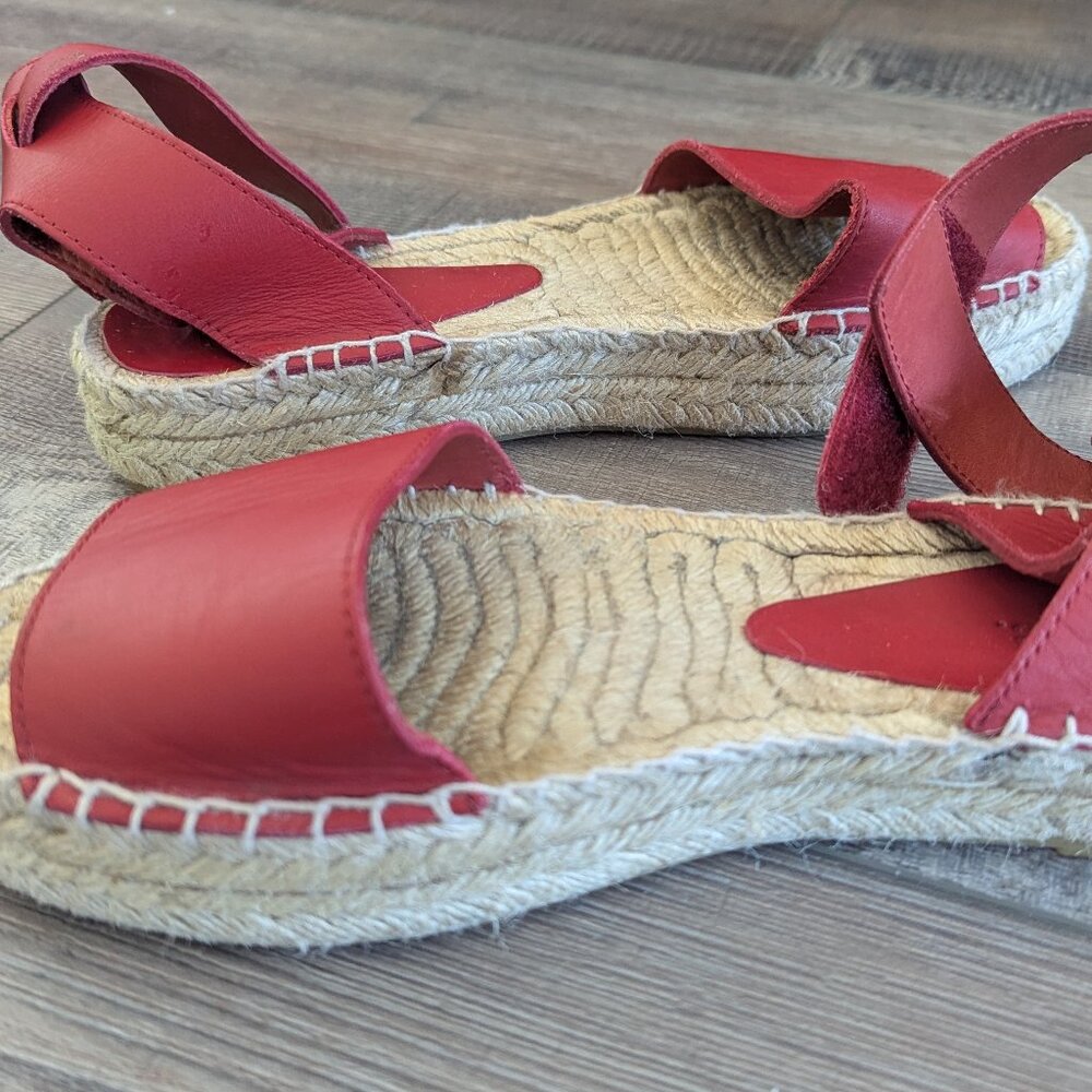 VINCE. Edie Leather Platform Summer Spring Party Beach Espadrille Sandal Red 7 - Picture 12 of 13